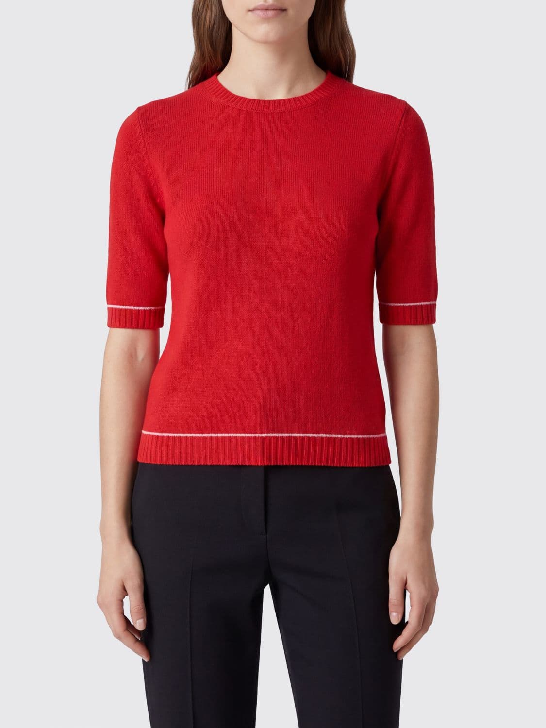 Fabiana Filippi Slim Fit Wool, Silk and Cashmere Jumper with Short Sleeves