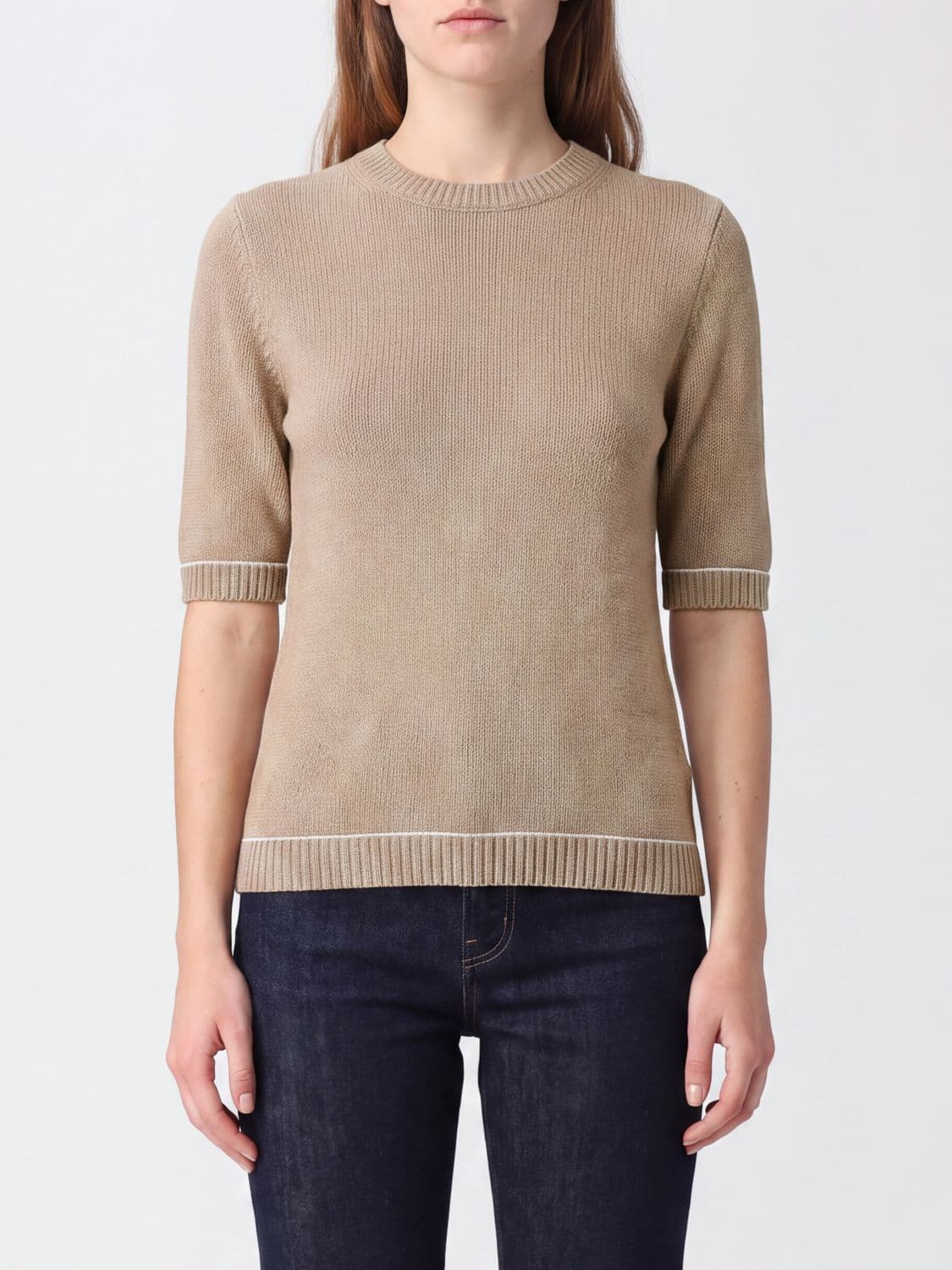 Fabiana Filippi Slim Fit Wool, Silk and Cashmere Jumper with Short Sleeves