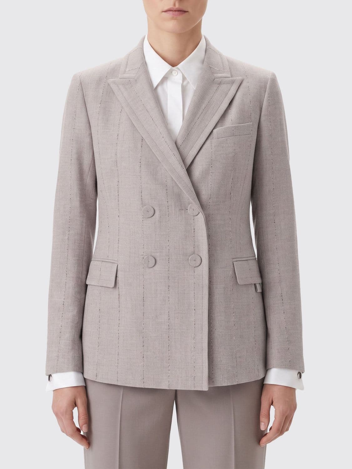 Fabiana Filippi Double-Breasted Cropped Virgin Wool Blazer