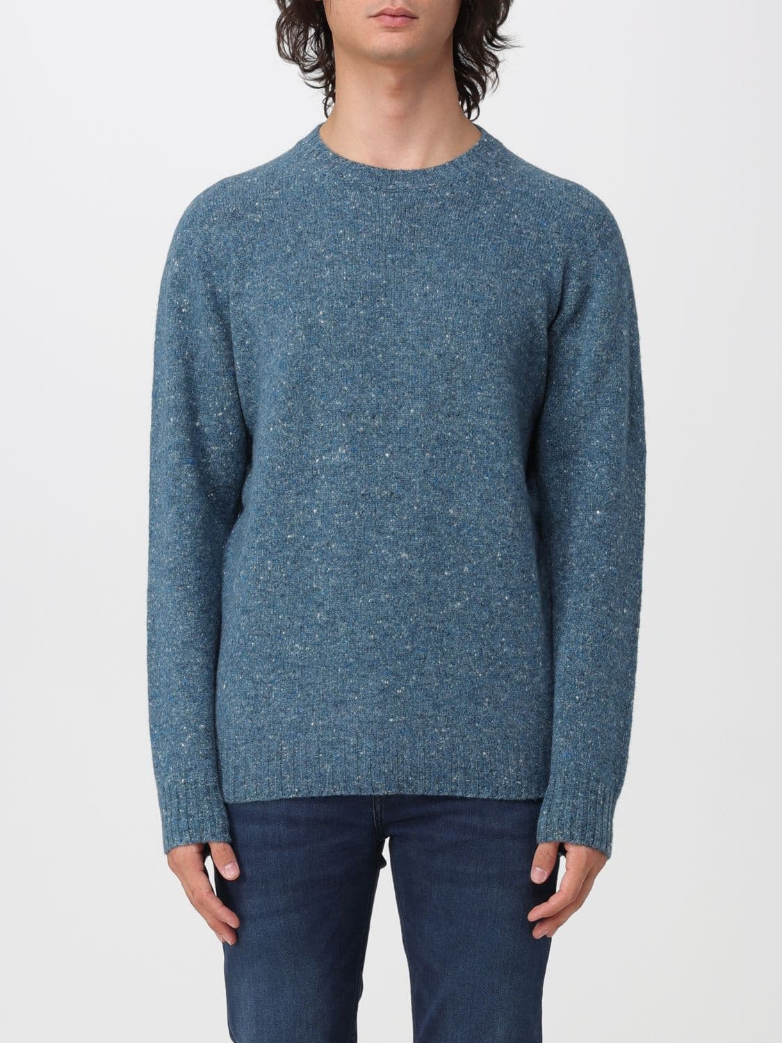 Drumohr Long-Sleeved Crewneck Jumper in a Virgin Wool and Cashmere Blend