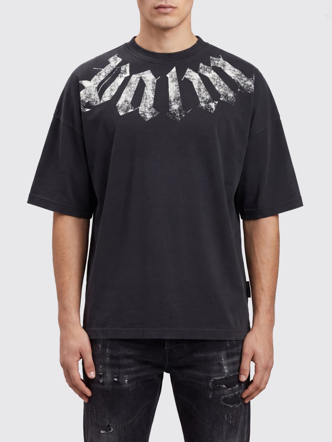 Palm Angels Relaxed Fit Graffiti Logo Print Cotton T-Shirt