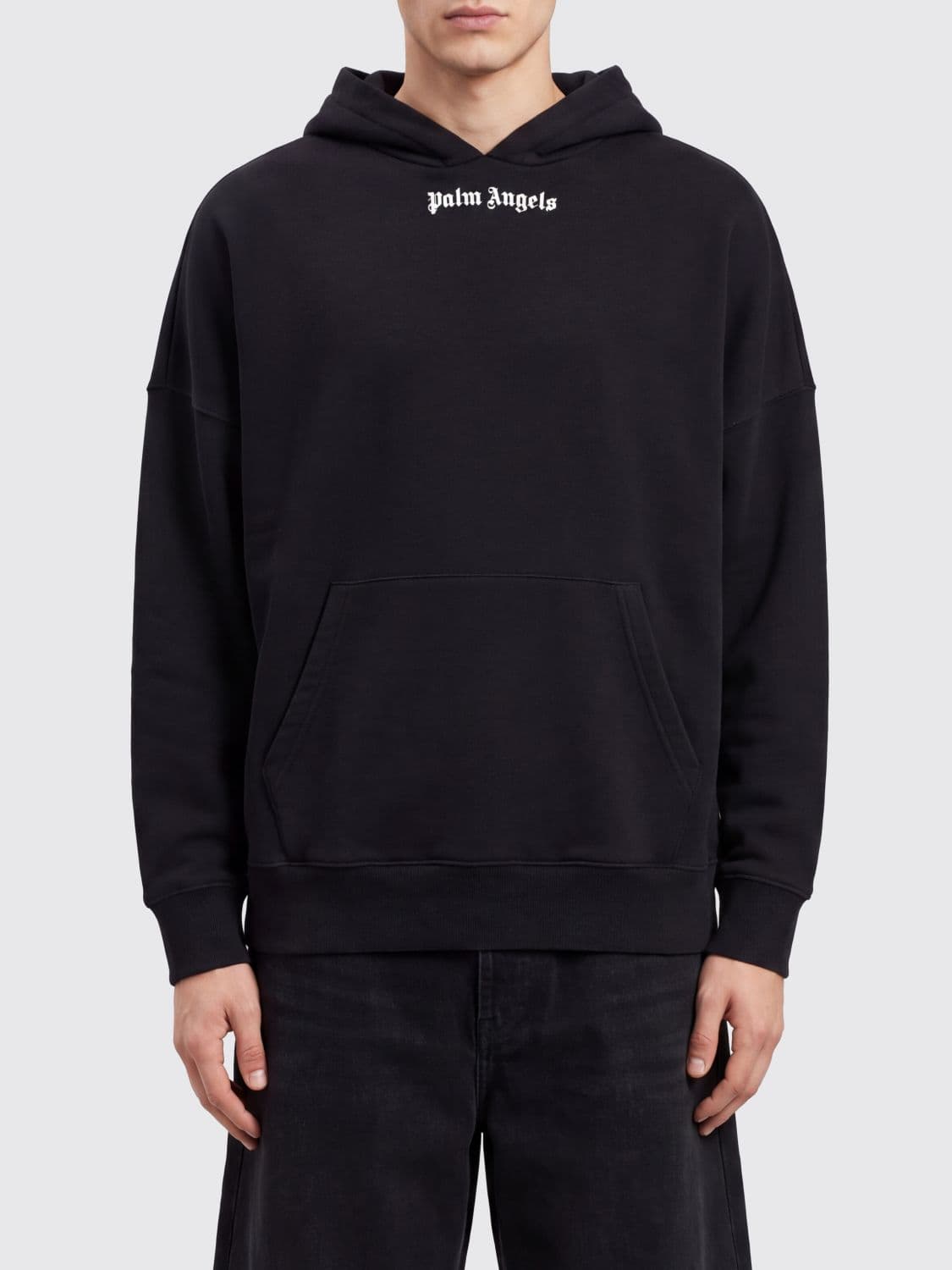 Palm Angels Relaxed Fit Cotton Hoodie with Kangaroo Pocket and Logo