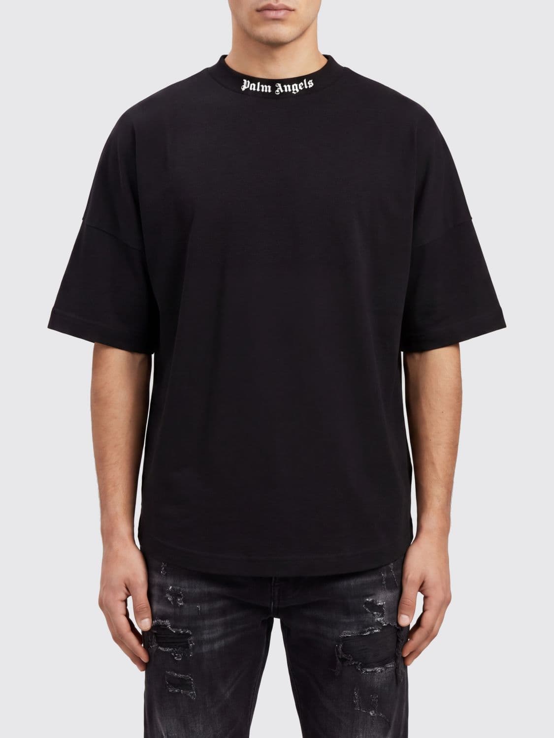 Palm Angels Relaxed Fit Cotton T-Shirt with Contrasting Logo