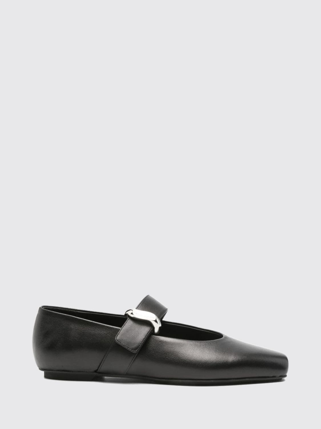 Emporio Armani Mary Jane Smooth Leather Ballet Flats with Square Toe
