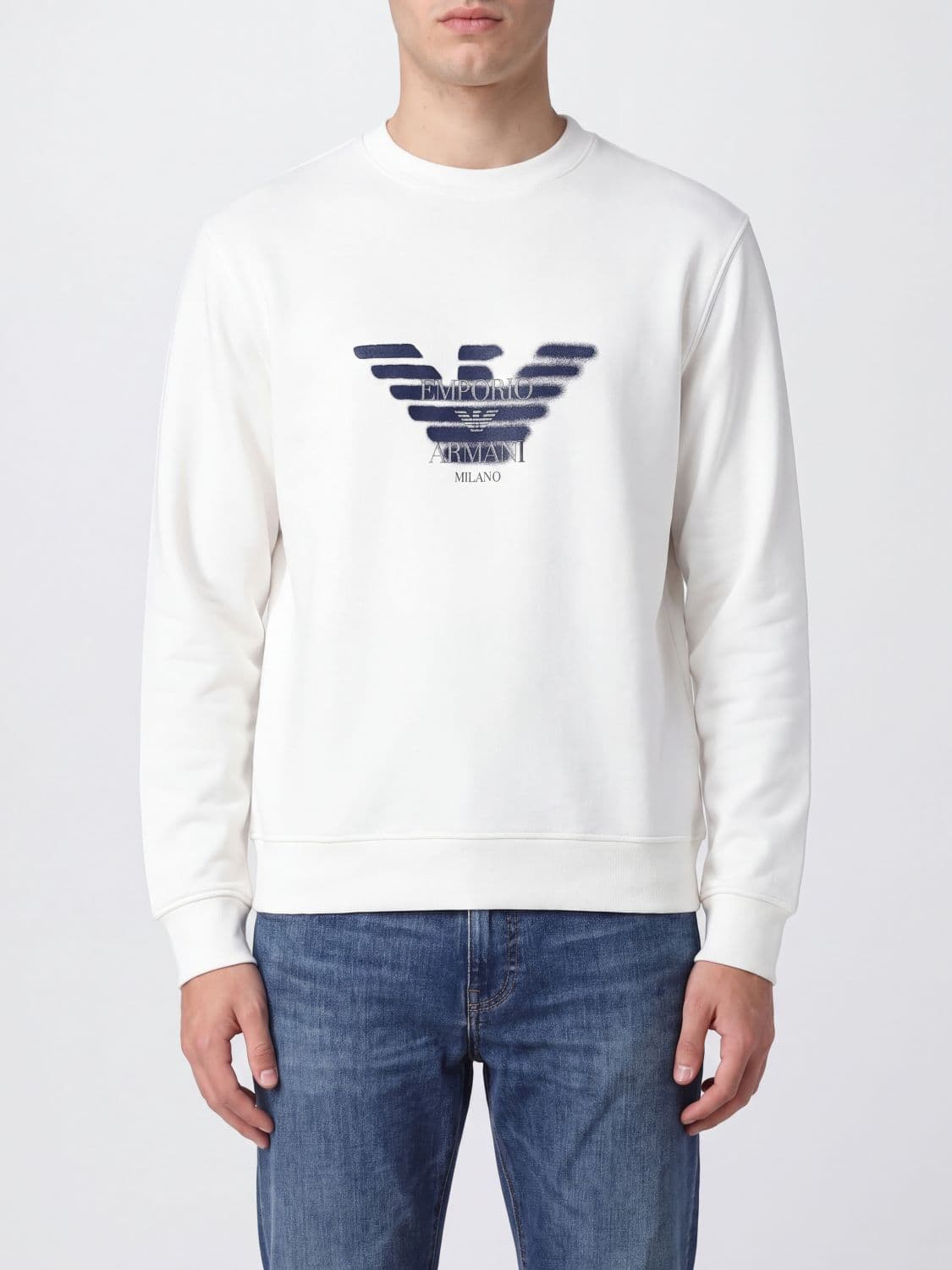 Emporio Armani Relaxed Fit Monogram Eagle Logo Crewneck Sweatshirt