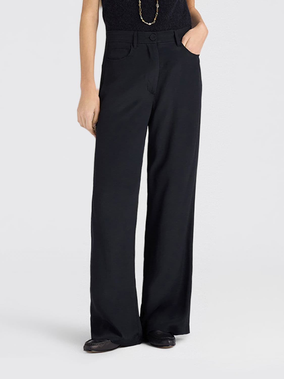 Momonì Ortiz High-Waisted Straight Wide Leg Trousers in Silk Twill