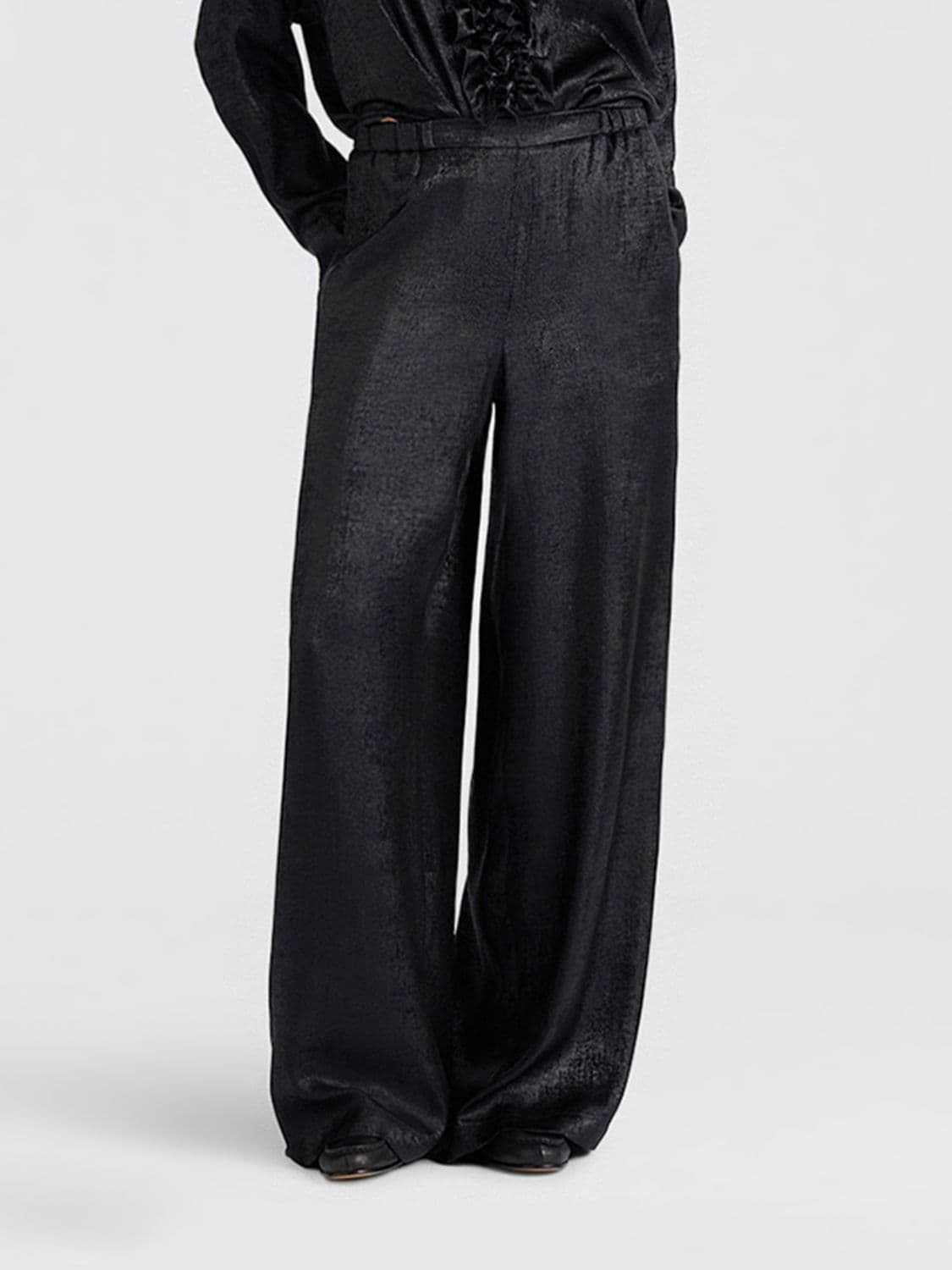 Momonì Baccarat Bis Palazzo Trousers in Jersey with a High Elasticated Waist