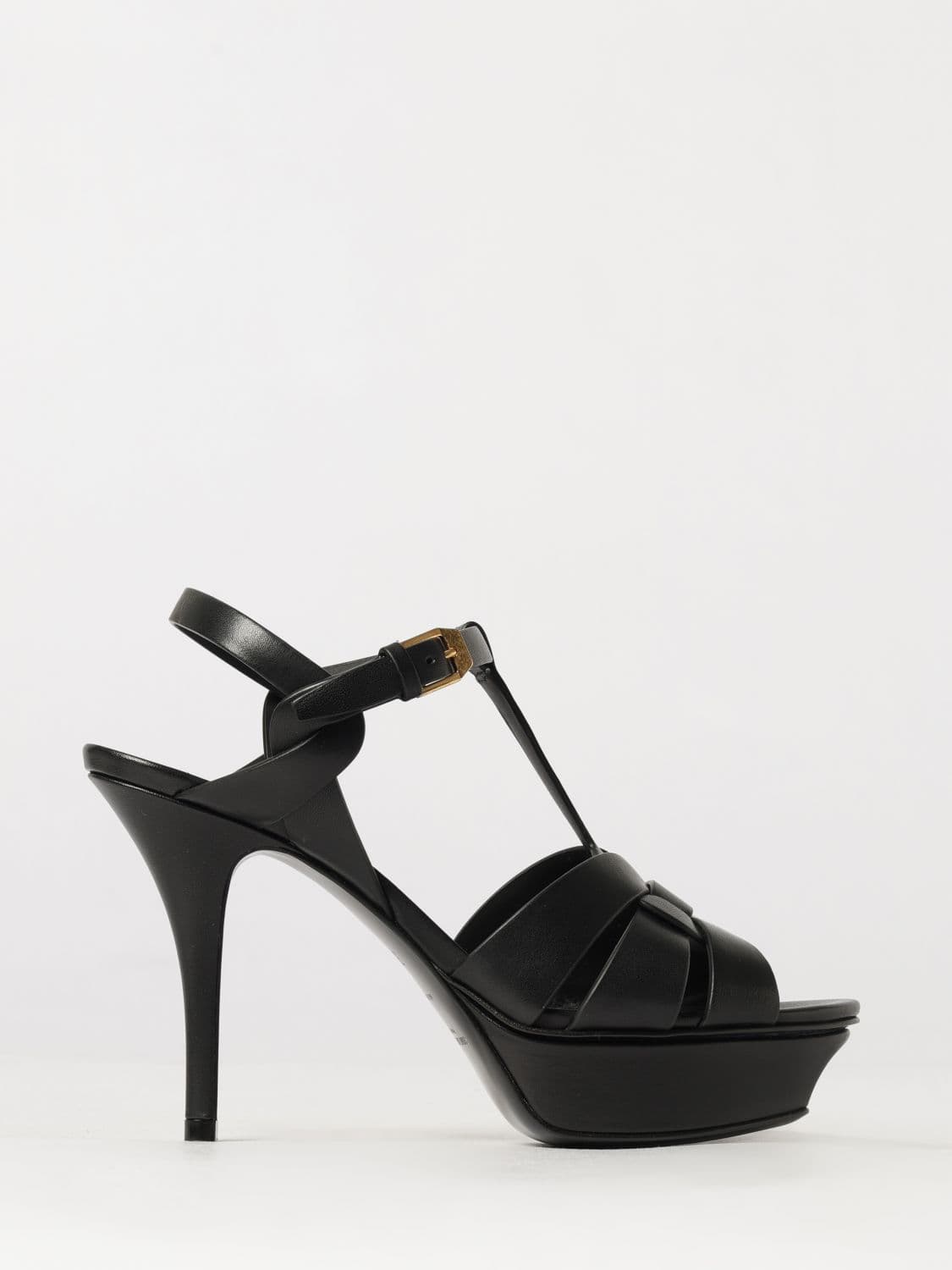Saint Laurent Calfskin Leather Platform Sandals with High Stiletto Heel