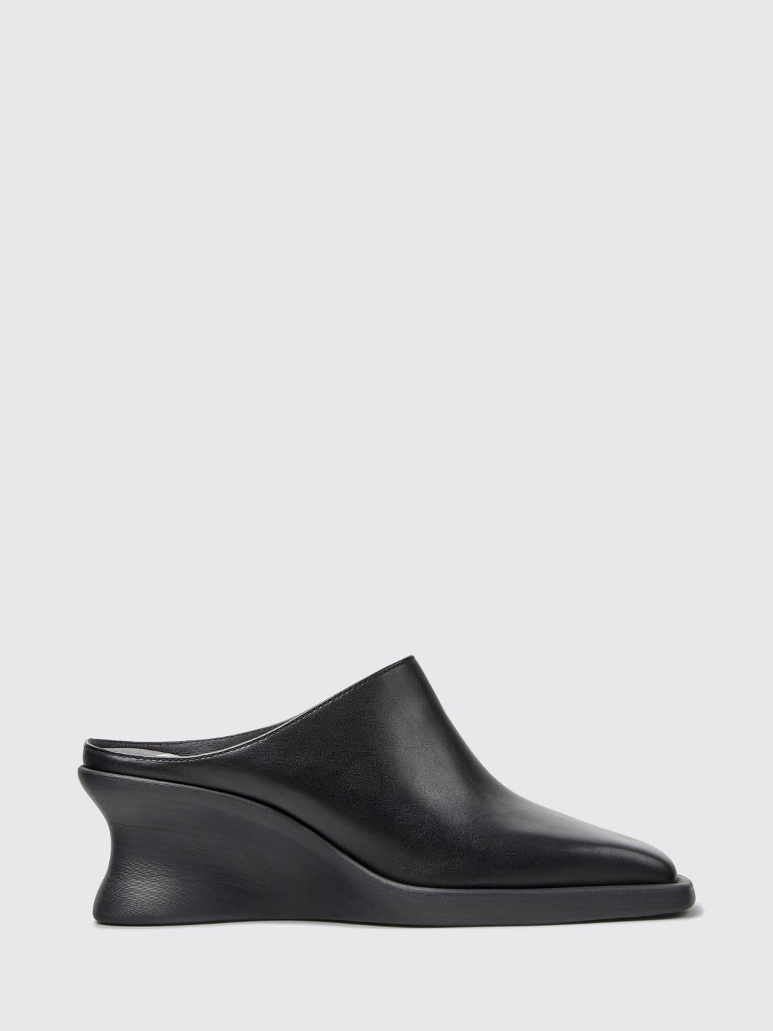 Camper Louise Calf Leather Wedge Mules with Square Toe