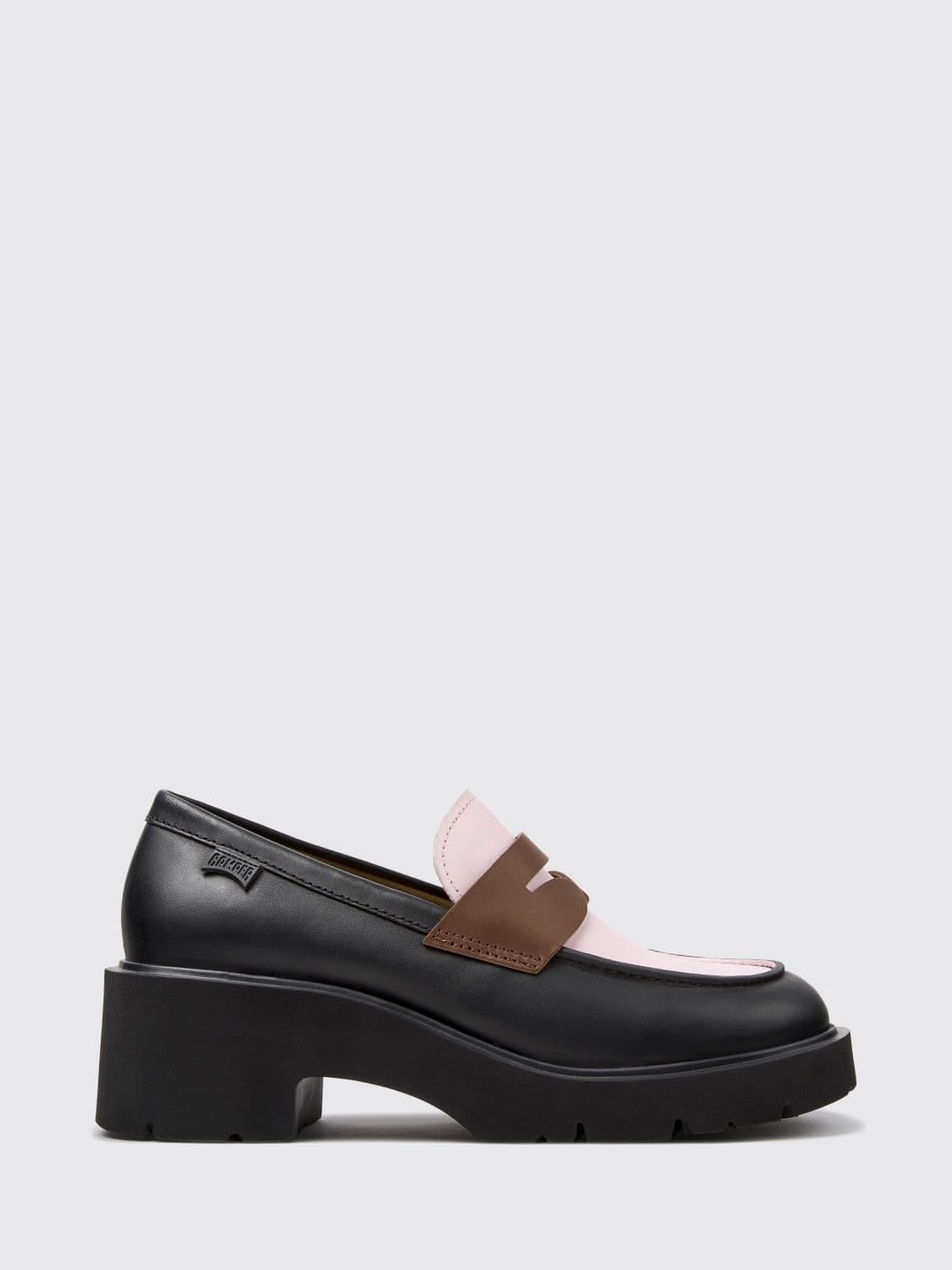Camper Twins Bicolor Calfskin Penny Loafers with Platform Sole