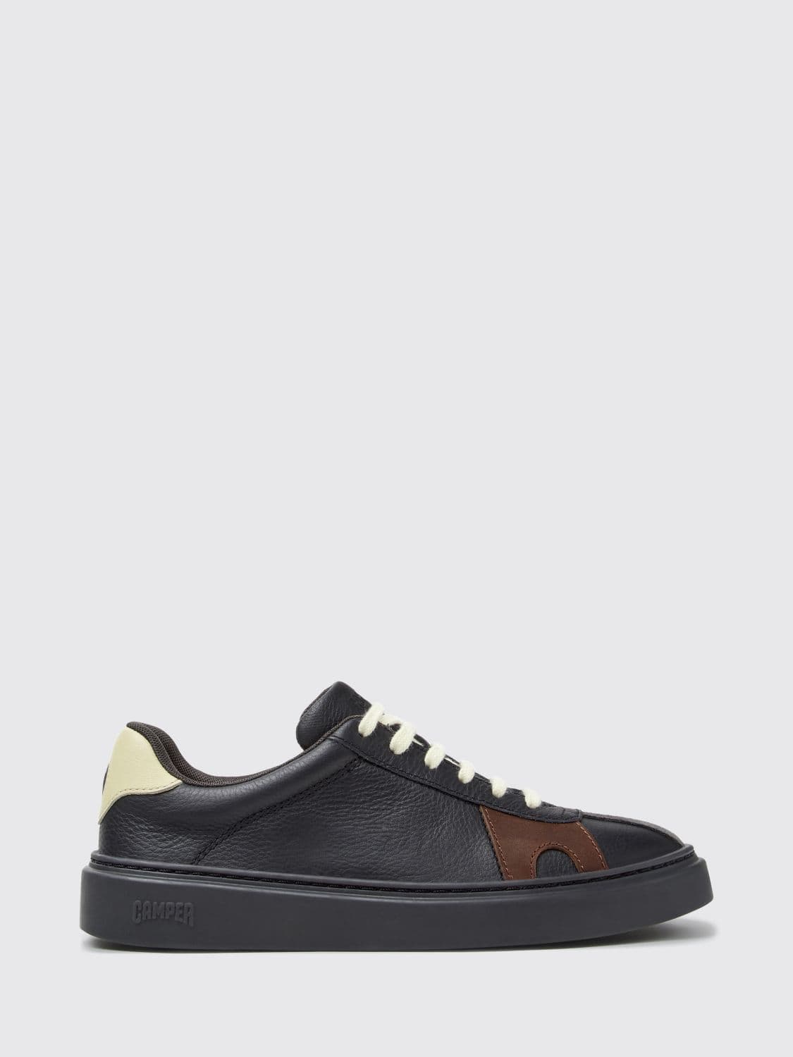 Camper Twins Grained Leather Trainers with Two-Tone Abstract Design