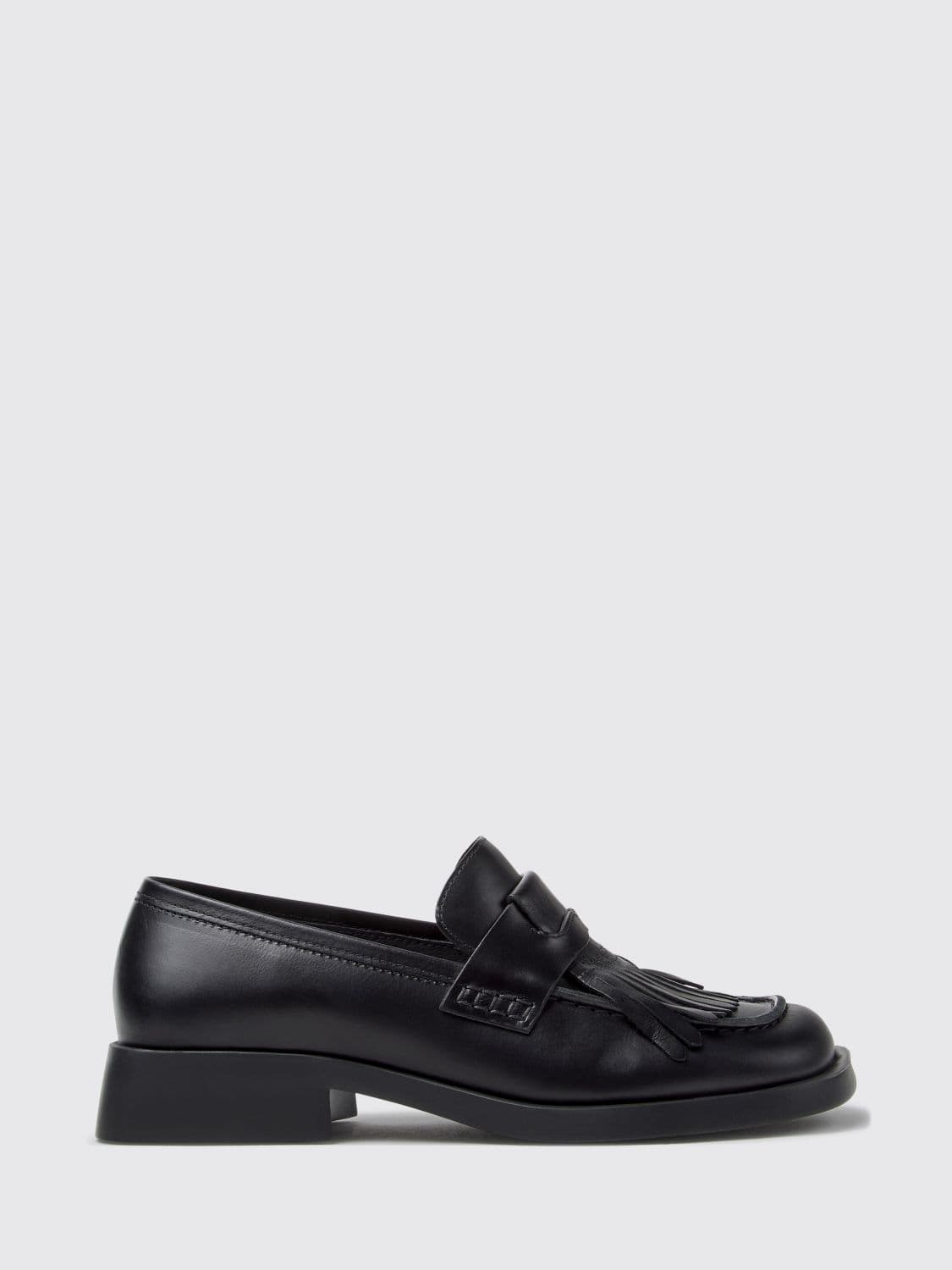 Camper Twins Smooth Leather Penny Loafers with Fringes and XL Extralight Sole