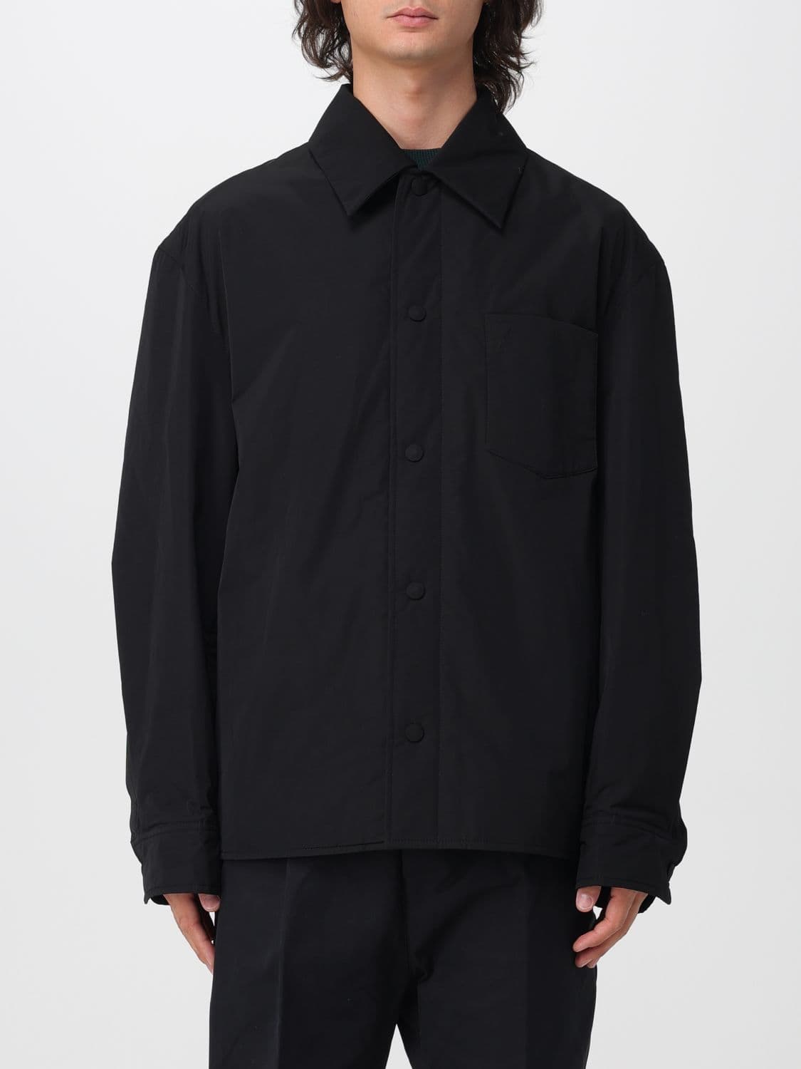 Ami Paris Relaxed Fit Shirt Jacket in a Cotton Blend with Dropped Shoulders · L