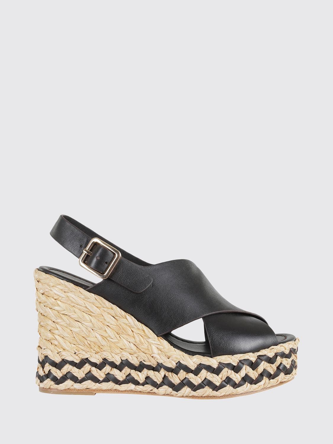 Paloma Barcelò Leather Wedge Slingback Sandals with Woven Midsole