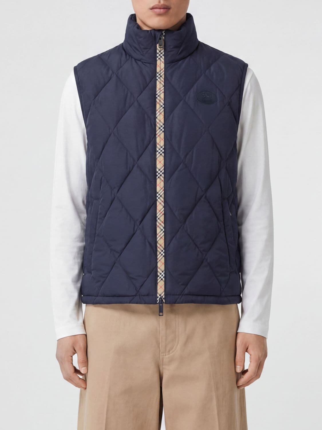 Burberry Quilted and Padded Nylon Gilet with High Neck and Zip Closure