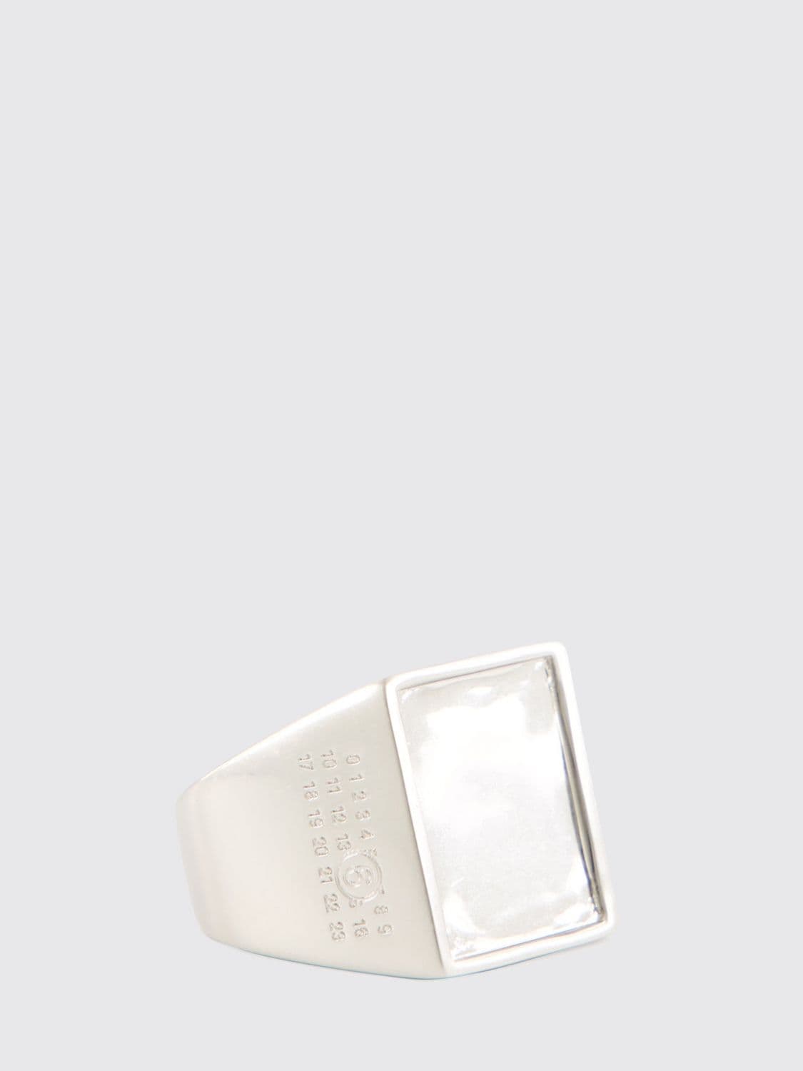 Mm6 Maison Margiela Rectangular Brass Ring with Engraved Numeric Logo Detail