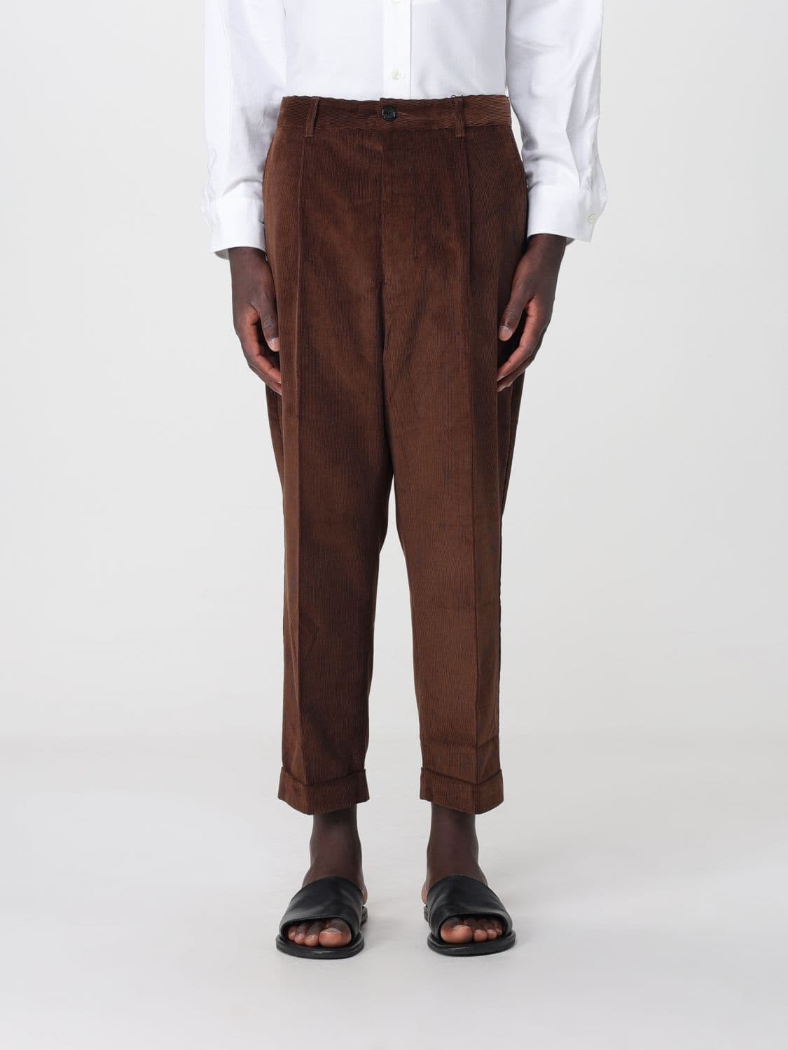 Ami Paris Cropped Corduroy Trousers with Mid-Rise Waist