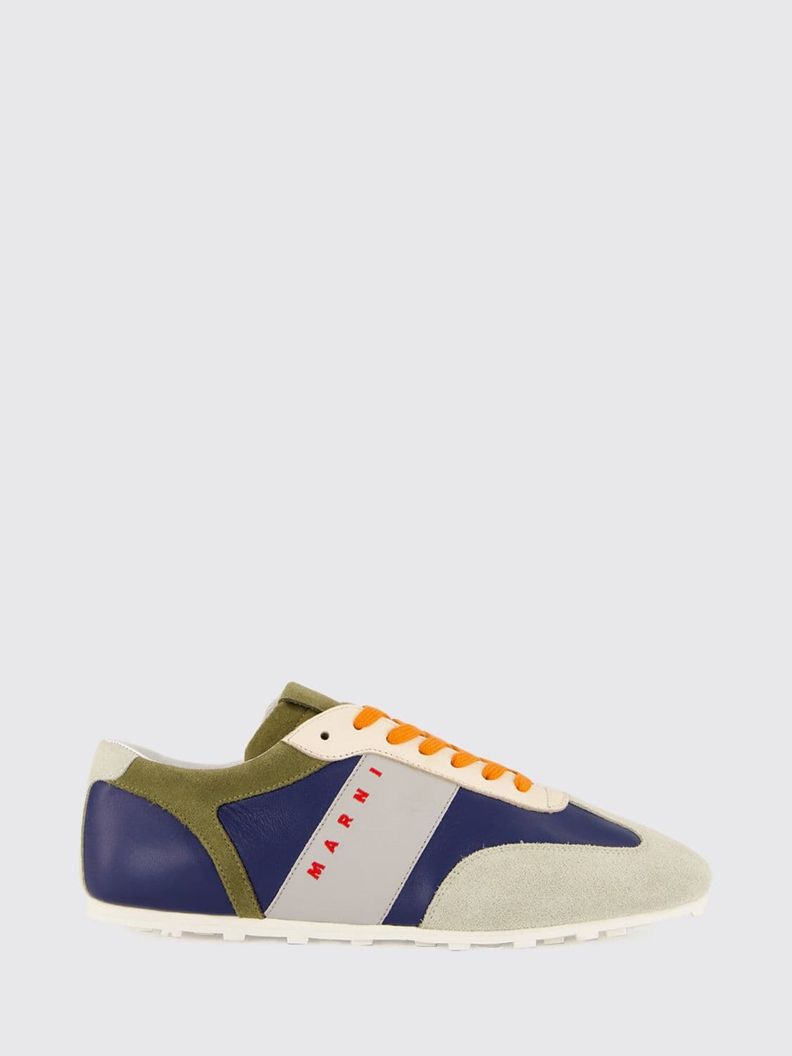 Marni Suede Low-Top Sneakers with an Abstract Pattern and Embroidered Logo