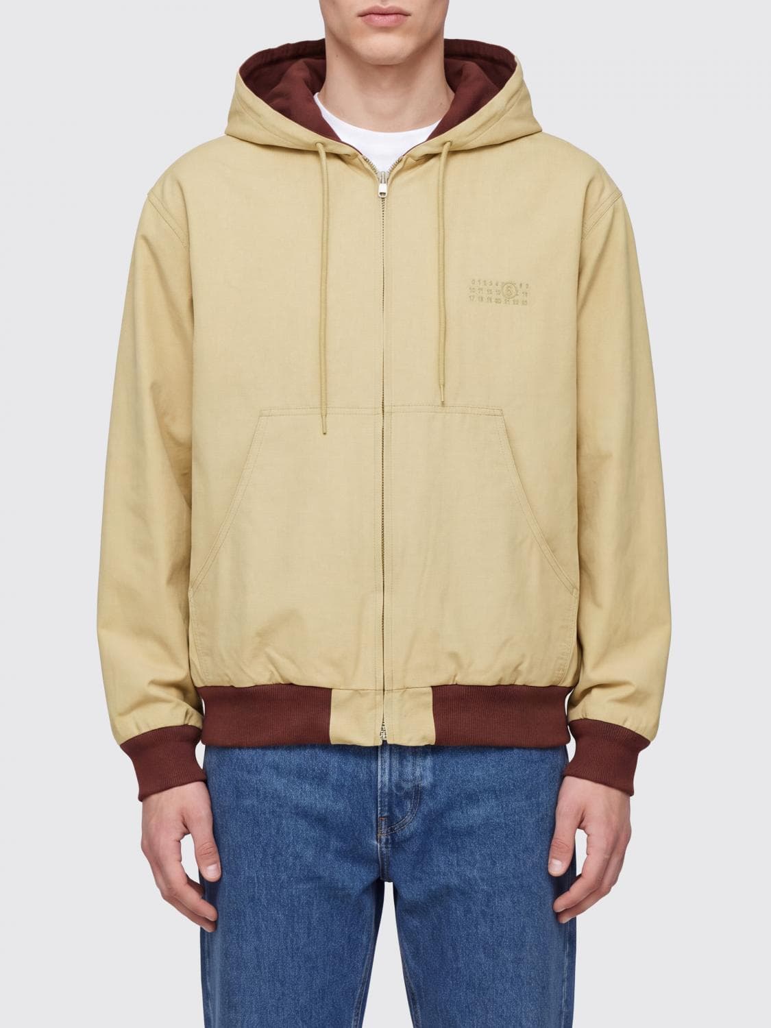 Mm6 Maison Margiela Cotton-Blend Bomber Jacket with Hood and Numeric Logo