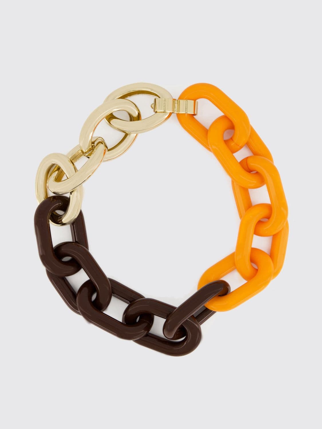 Marni Brass and Resin Bracelet with an Abstract Pattern and Hook Closure