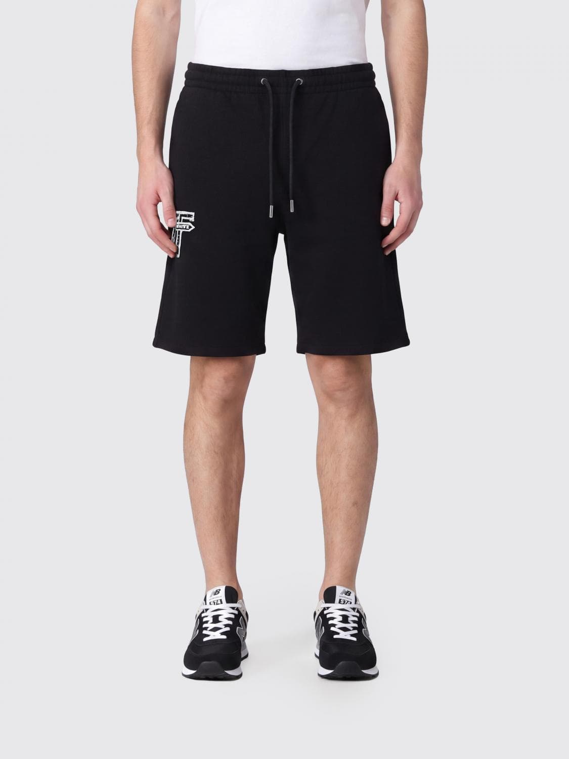 Off-White Cotton Sport Shorts with Diag Logo and Drawstring Waist