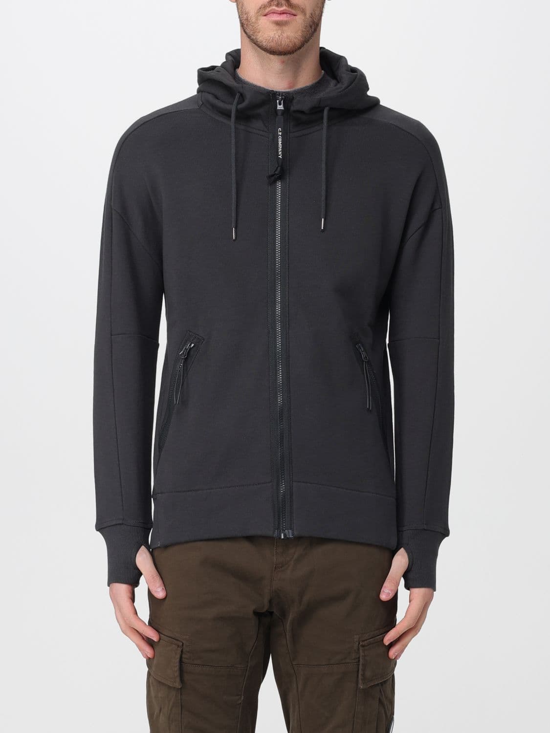 C.p. Company C. P. COMPANY Slim Fit Zipped Cotton Hoodie with Drawstring