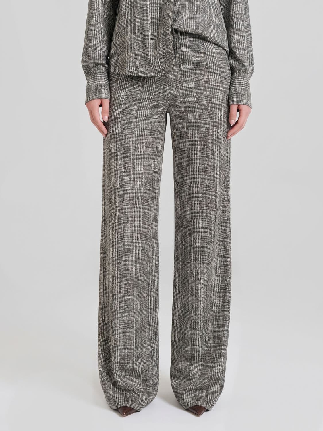 Ermanno Scervino Prince of Wales High-Waisted Wide-Leg Trousers in Viscose