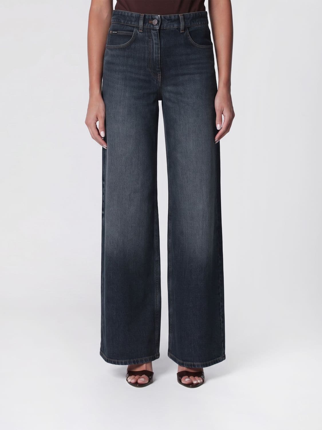 Courrèges High-Waisted Wide Leg Cotton Denim Jeans