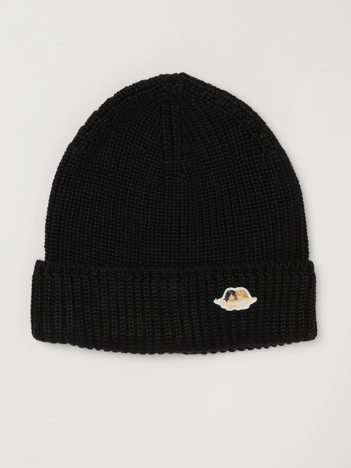 Fiorucci Cuffed Merino Wool Blend Beanie Hat with Applied Logo