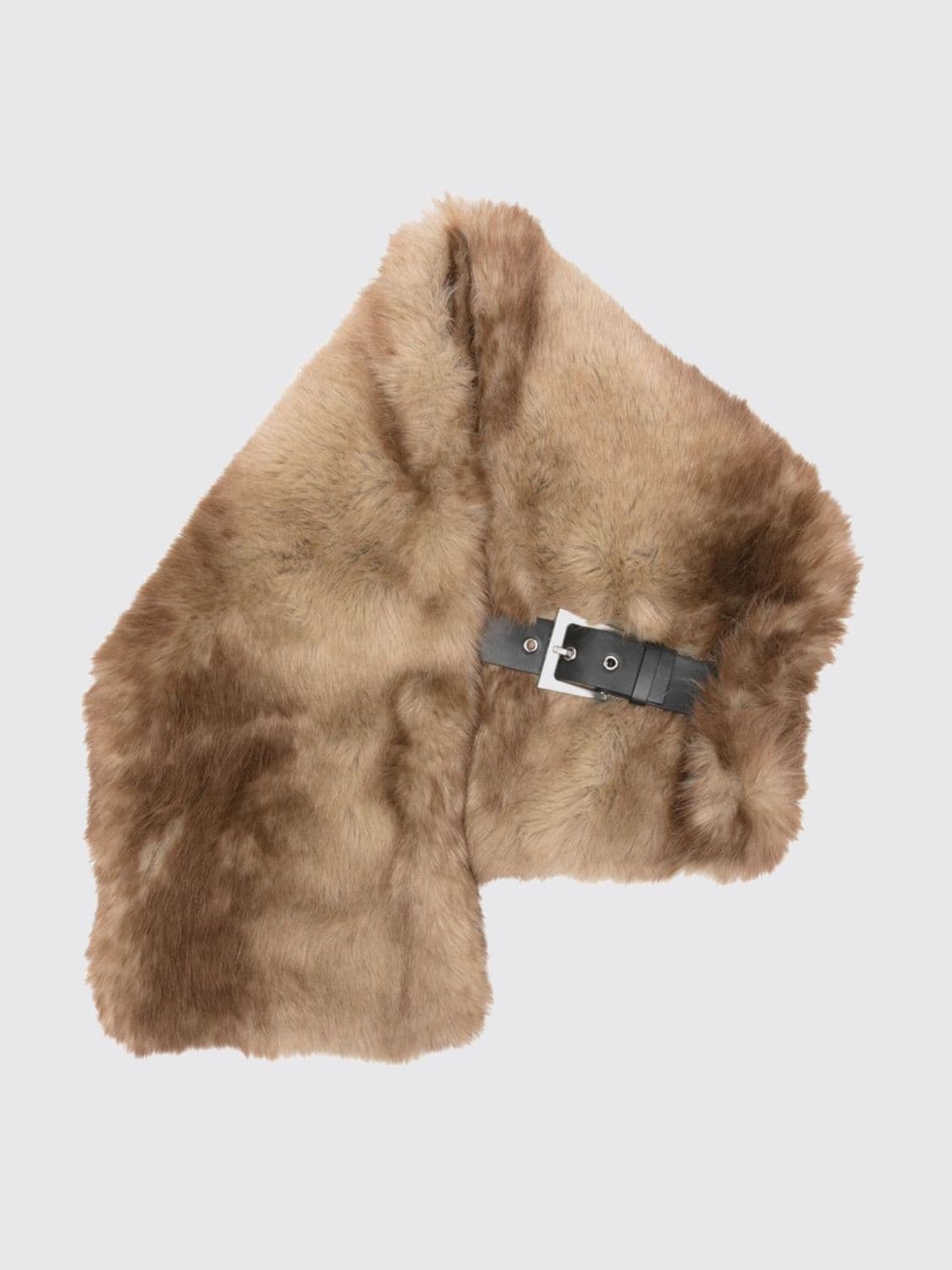 Apparis Abstract Pattern Faux Fur Stole with Buckle Closure