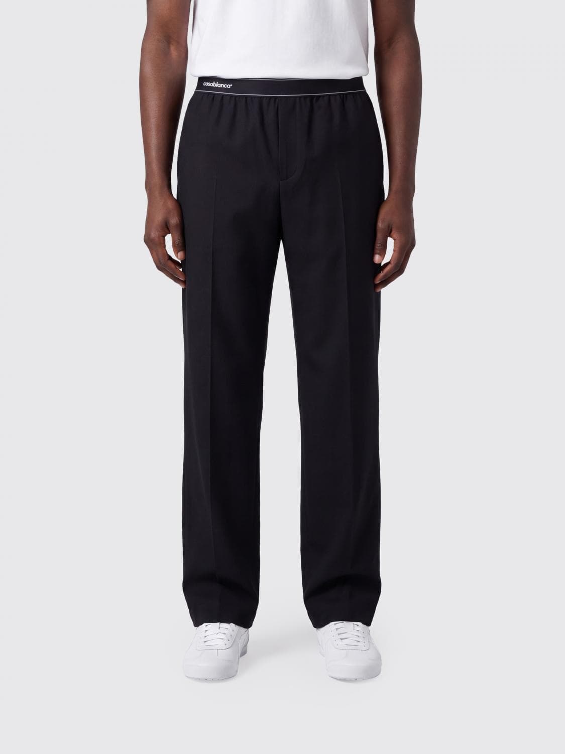 Casablanca Straight-Leg Wool Jogging Trousers with Logo Waistband