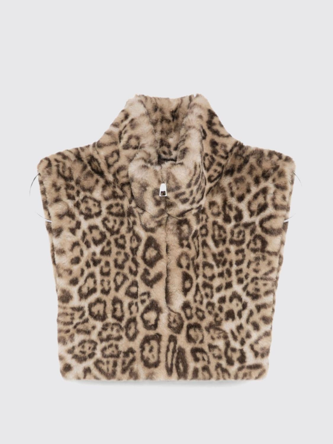 Apparis High-Neck Snood in Animal Print Faux Fur with Zip Closure