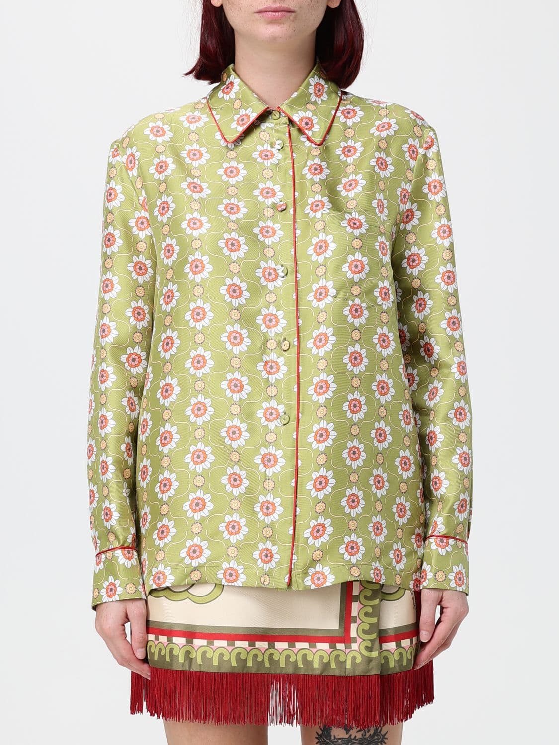 La Doublej Boy Slim Fit Abstract Print Pure Silk Shirt