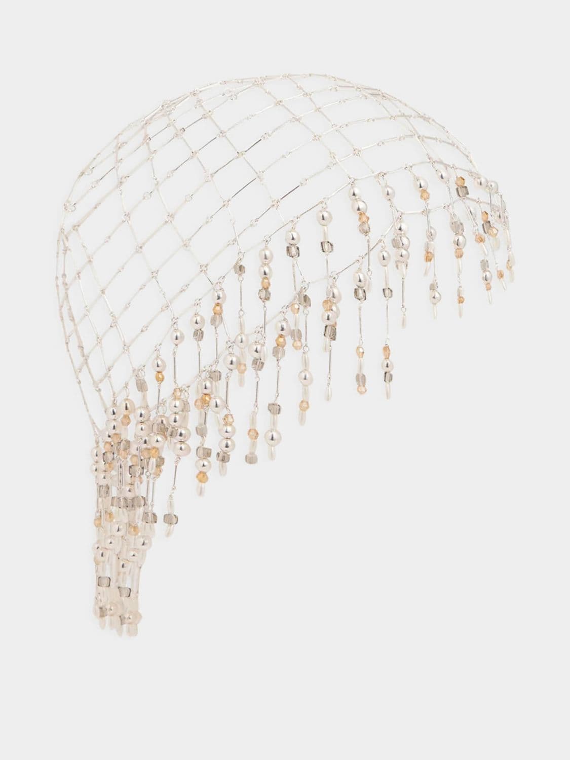 Rabanne Cap-Style Brass Jewel Headpiece with Beads and Crystals · OS