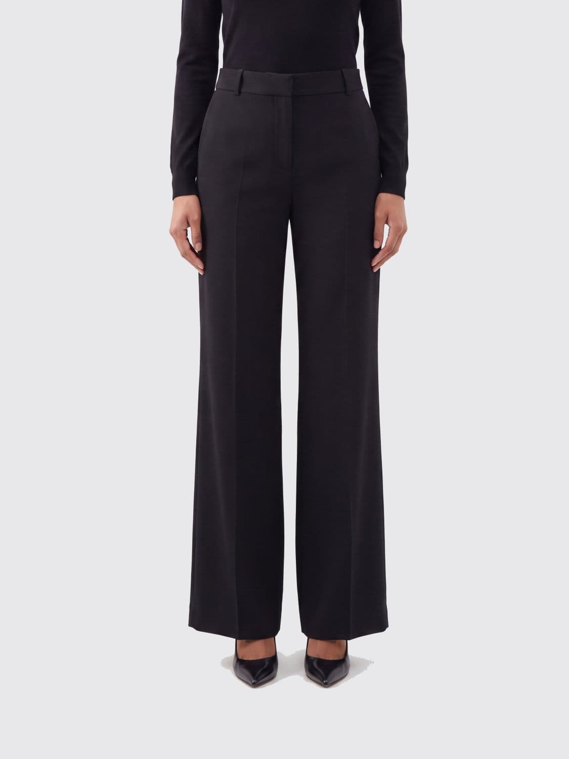The Row High-Waisted Flared Wool Palazzo Trousers