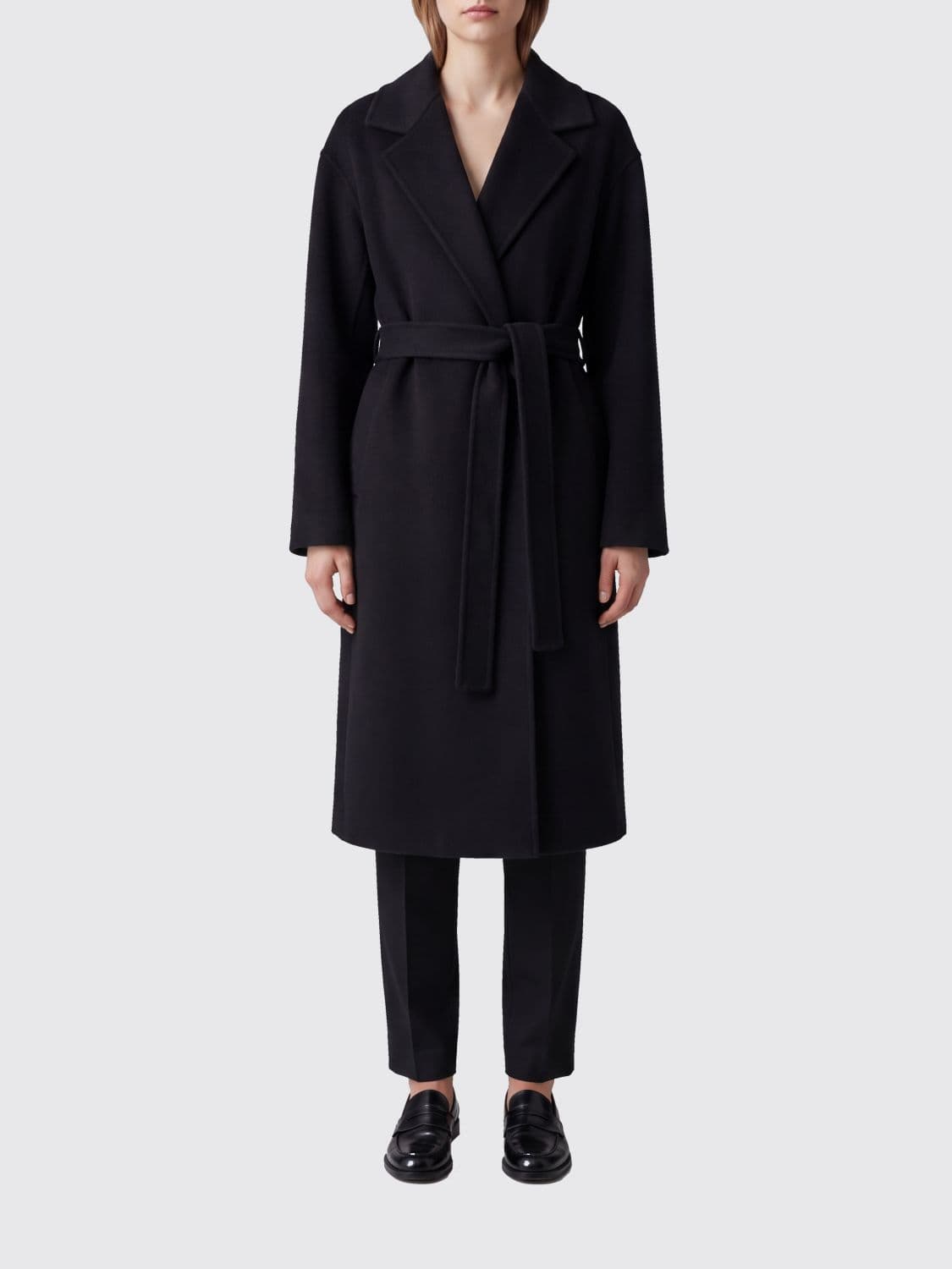 The Row Virgin Wool Knee-Length Robe Coat with Belt