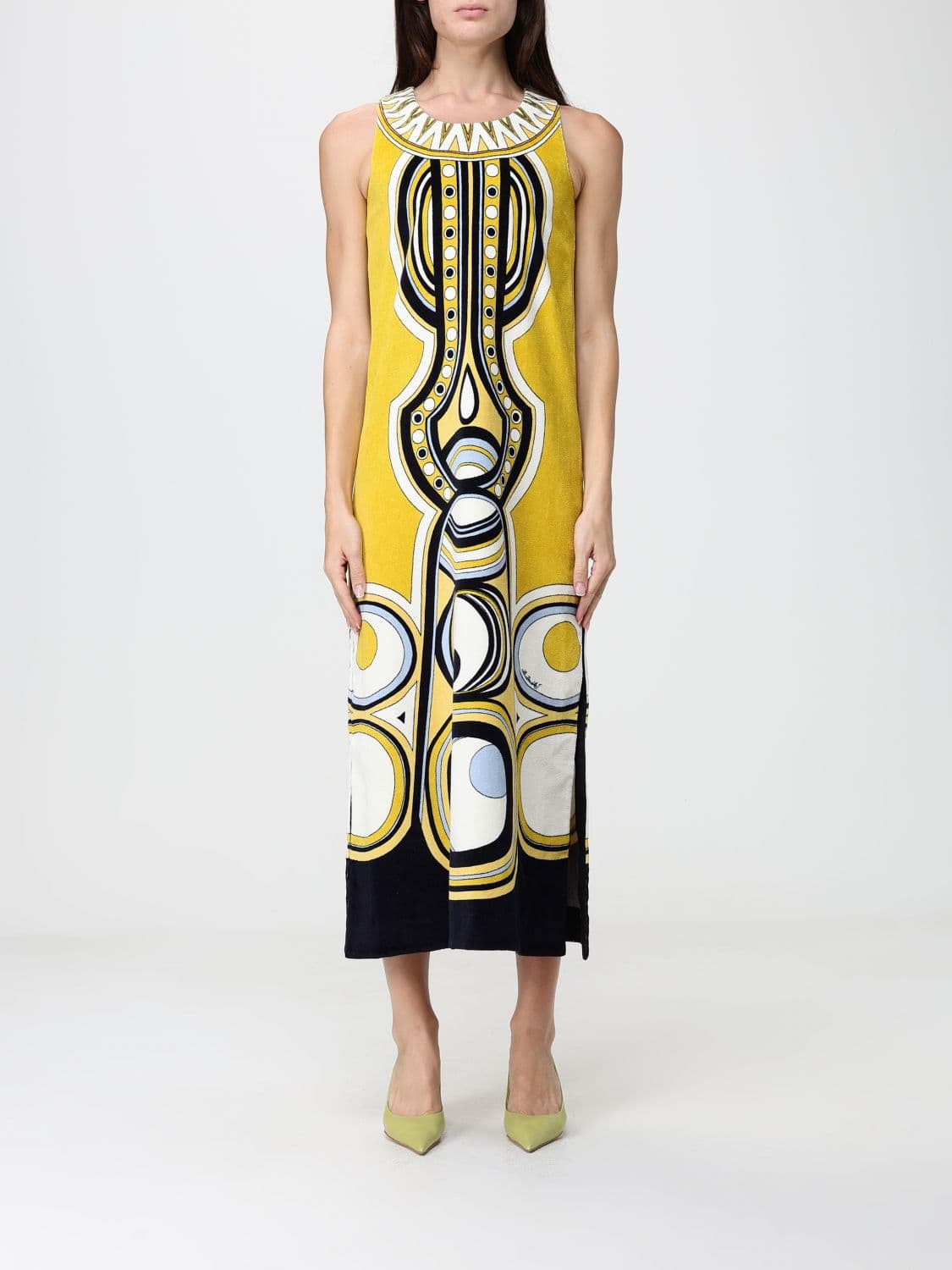 La Doublej Totem Ethnic Print Cotton Terry Midi Tunic Dress · 40