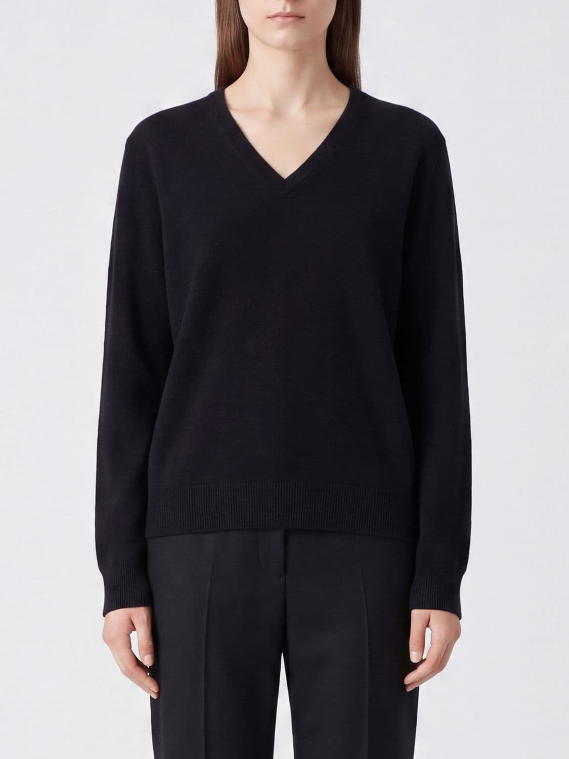 The Row V-Neck Pure Cashmere Jumper with Long Sleeves