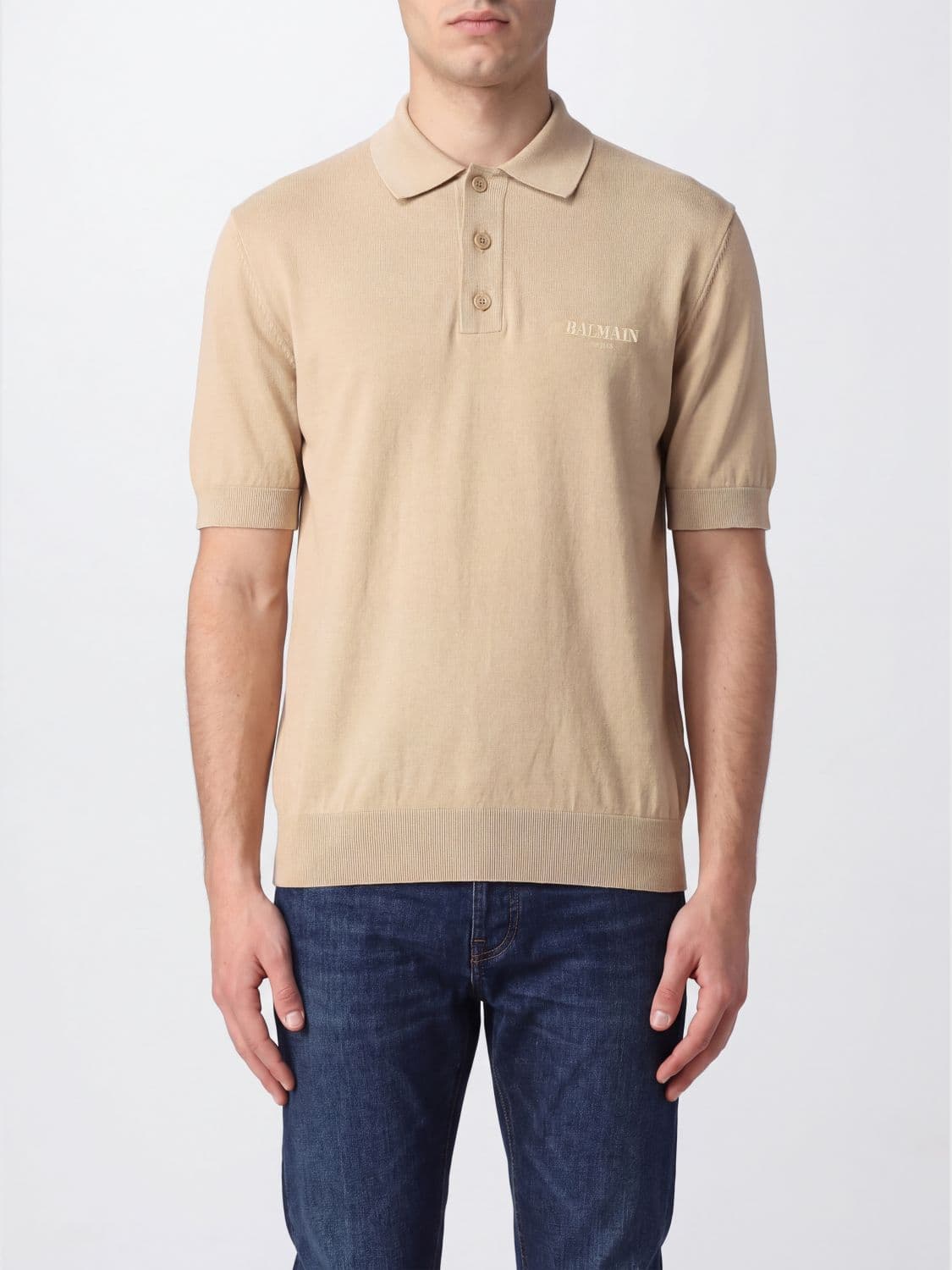Balmain Polo Shirt Men color Beige