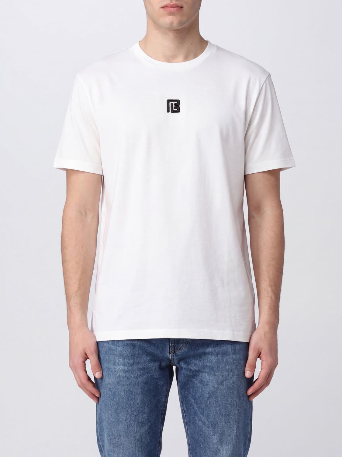 Balmain Cotton-Blend Crewneck T-shirt with Labyrinth Monogram