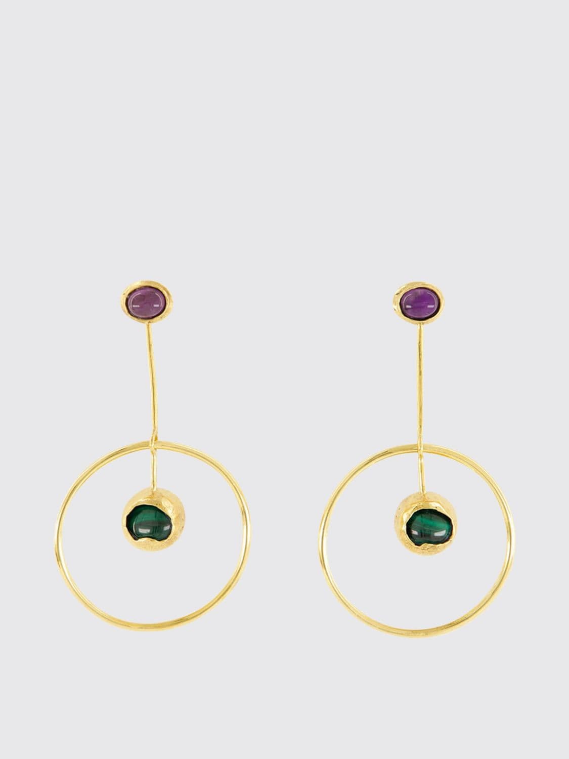Paula Hestia Pendant Earrings in Brass with Coloured Stone Application · OS