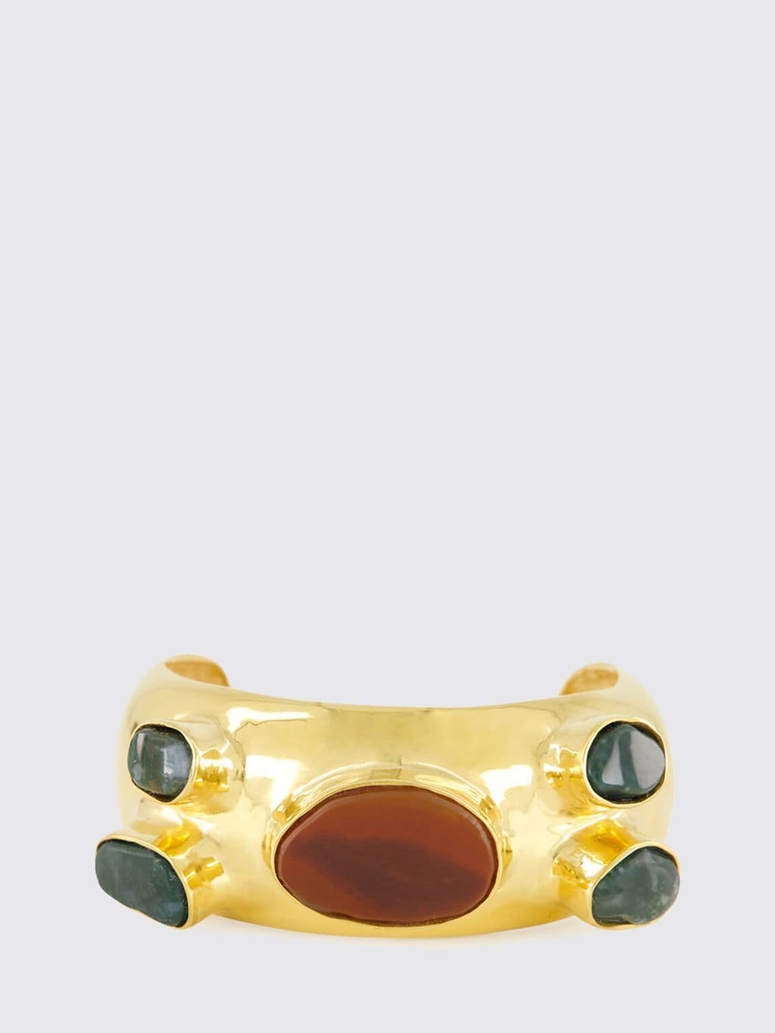 Paula Mazus Brass Bangle Bracelet with Decorative Stones · OS