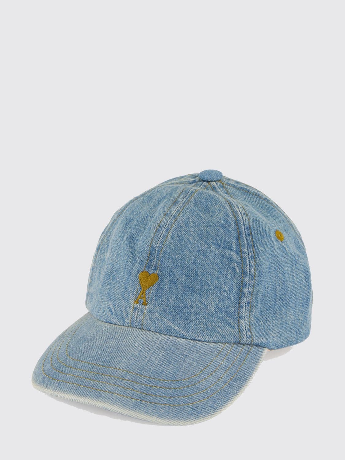 Ami Paris Cotton Denim Baseball Cap with Embroidered Logo · OS