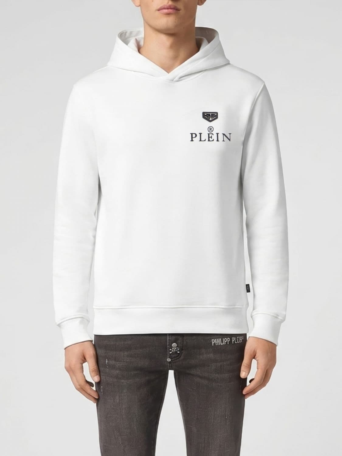 Philipp Plein Jersey Hoodie with Contrast Logo Print