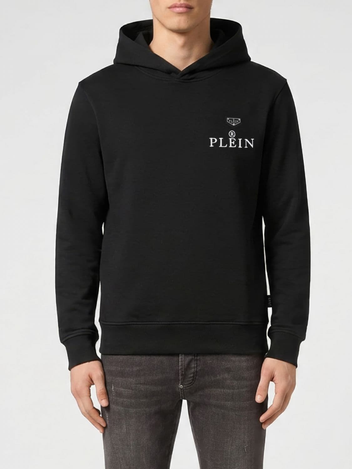 Philipp Plein Jersey Hoodie with Contrast Logo Print