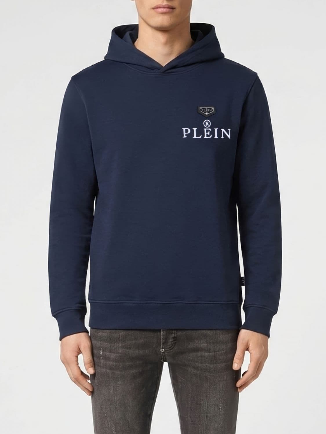 Philipp Plein Jersey Hoodie with Contrast Logo Print