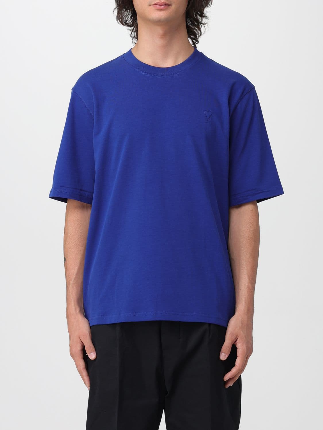 Ami Paris Tone-on-Tone Logo Cotton Crewneck T-Shirt