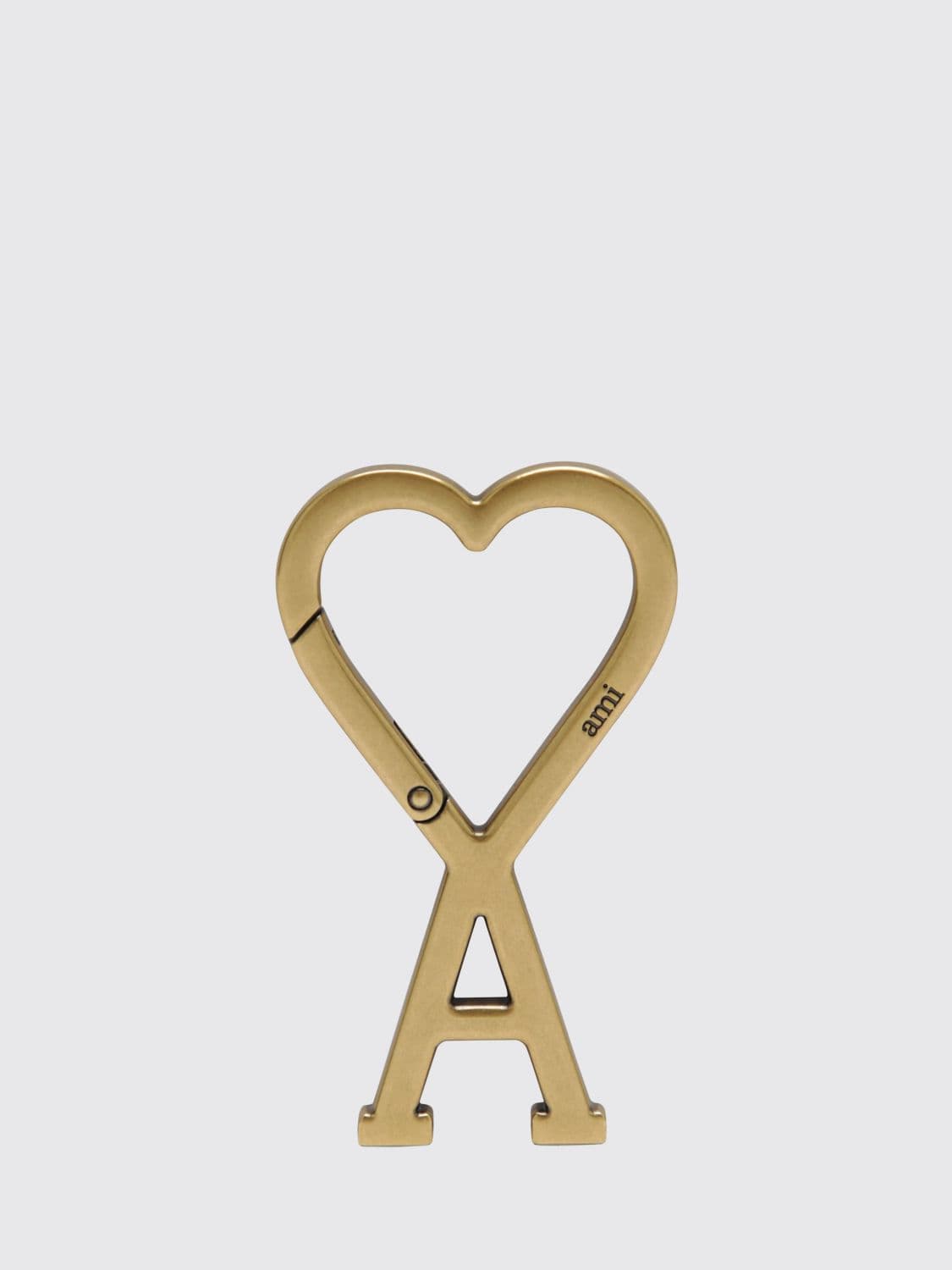Ami Paris Rigid Metal Logo Keychain with Snap Closure · OS
