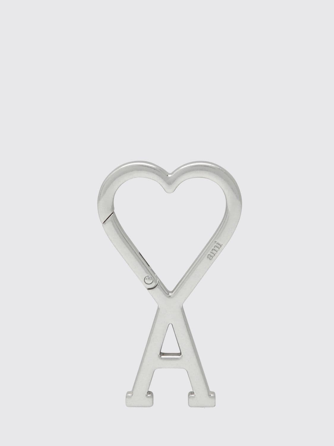 Ami Paris Rigid Metal Logo Keychain with Snap Closure