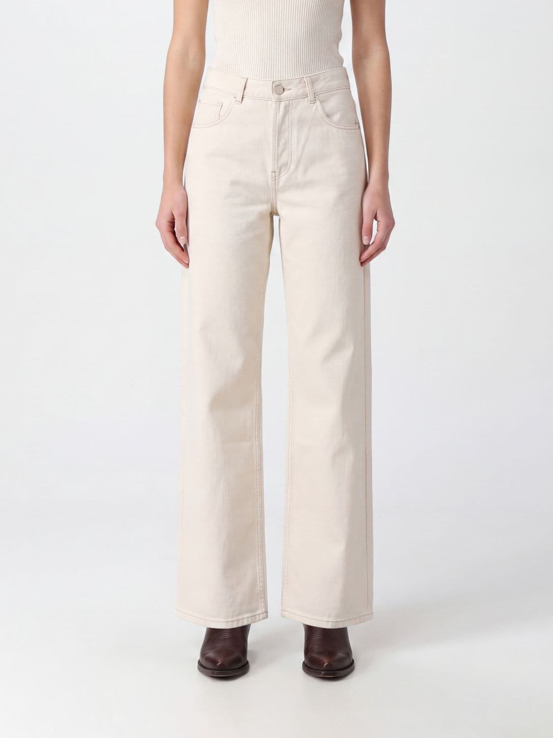 Ami Paris High-Waisted Straight Jeans in Cotton Denim with Five Pockets